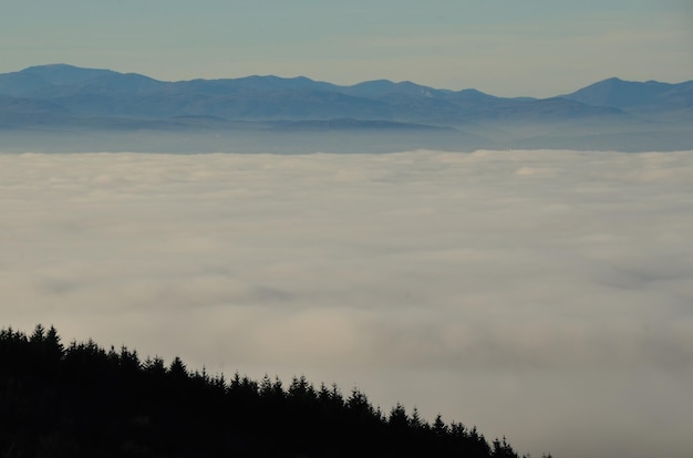 Nebbia profonda e montagne