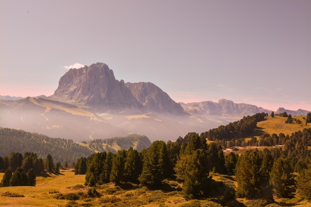 Nebbiosa giornata autunnale in montagna