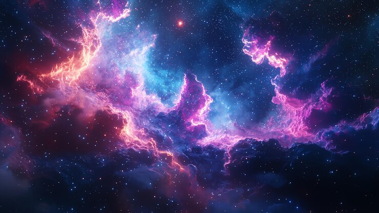 Foto nebula giardino fiorente stelle fiori cosmici illustrazione 3d