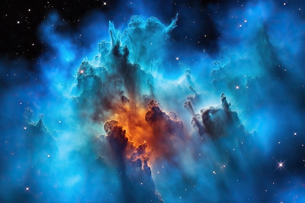 Nebulosa blu sfondo dello spazio profondo esplorazione dello spazio concetto futuro altre costellazioni vista