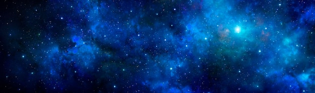 Nebulosa blu stellata e galassia dello spazio profondo come sfondo