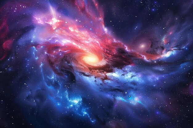 Nebulosa cosmica dai colori vivaci che illustra la bellezza dello spazio esterno e il concetto di esplorazione