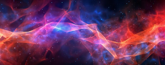 Nebulosa cosmica rossa e blu con particelle di sfondo