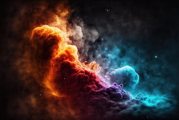 Nebulosa e galassie nello spazio esterno universo infinito sullo sfondo dell'intelligenza artificiale generativa