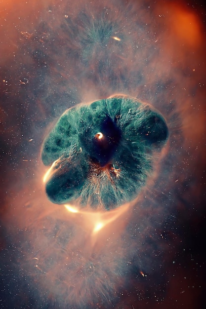 Nebulosa planetaria Nebulosa nella galassia dello spazio esterno Illustrazione 3D di sfondo astratto neon bellissimo spazio