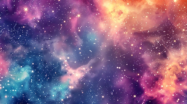Nebulosa spaziale vibrante e colorata con stelle