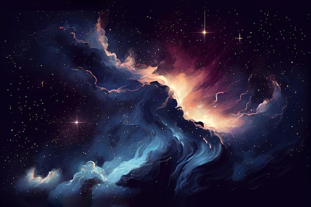 Nebulosa stellata astratta con polvere di stelle luminosa