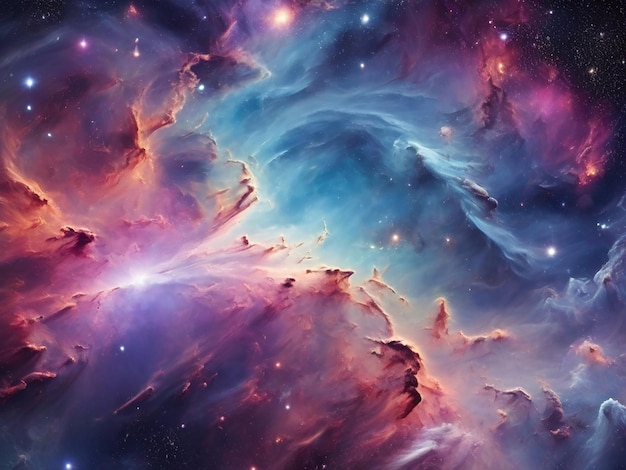 Nebulose e galassie uniche nello spazio sfondo astratto generato da ai