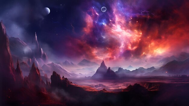 Nebulose spaziali paesaggio onirico