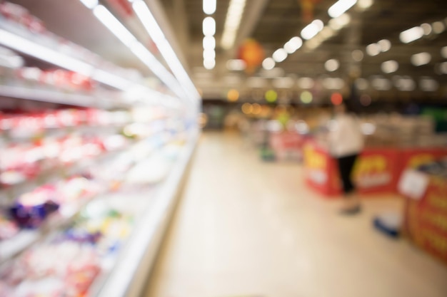 Negozio di alimentari supermercato astratto sfocato sfondo sfocato con luce bokeh