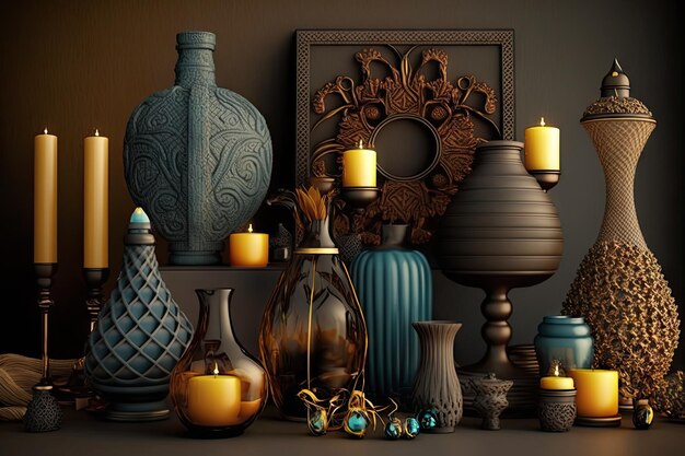 Negozio di decorazioni per la casa con collezioni di candele, vasi e altri oggetti decorativi