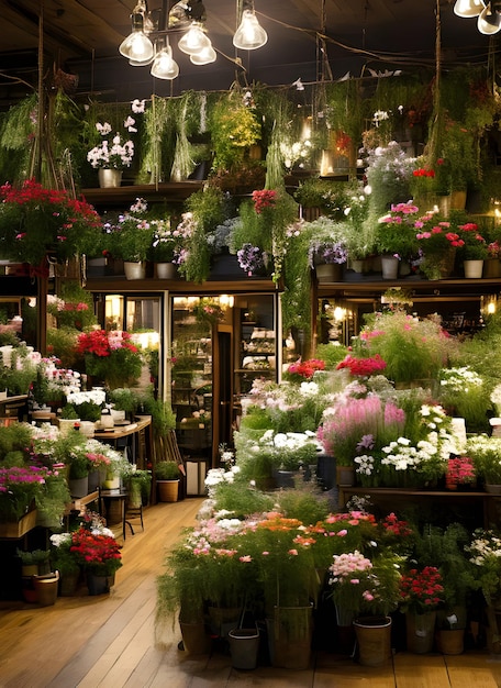 negozio di fiori con interni accoglienti Generativa AI generata