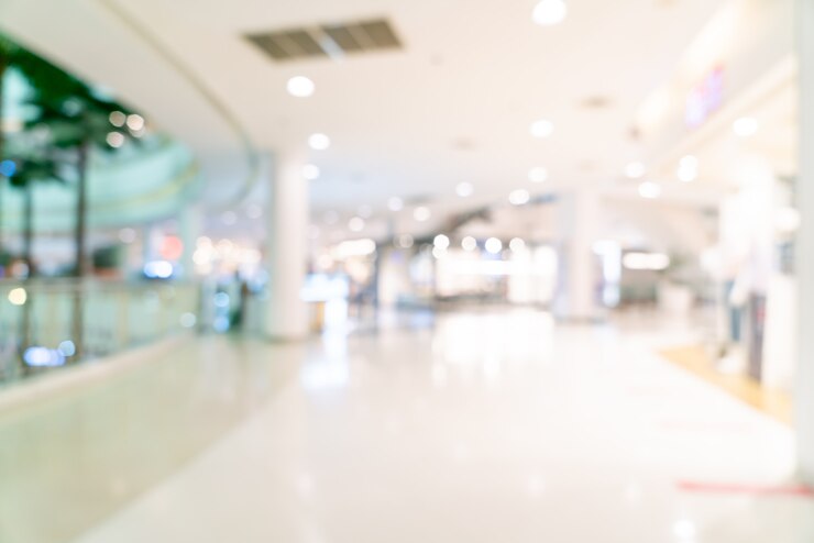 Foto negozio di sfocatura astratta e negozio al dettaglio nel centro commerciale