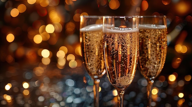 Nel bagliore dei successi, i flauti dello champagne si innalzano, brindando al successo con effervescenti del