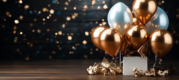 Nel regno del lusso i palloncini in foil dorato illuminano la scena per una festa di compleanno