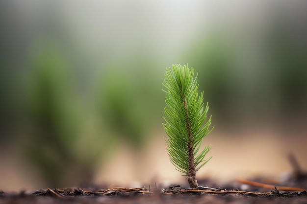 Nel terreno cresce un piccolo pino.