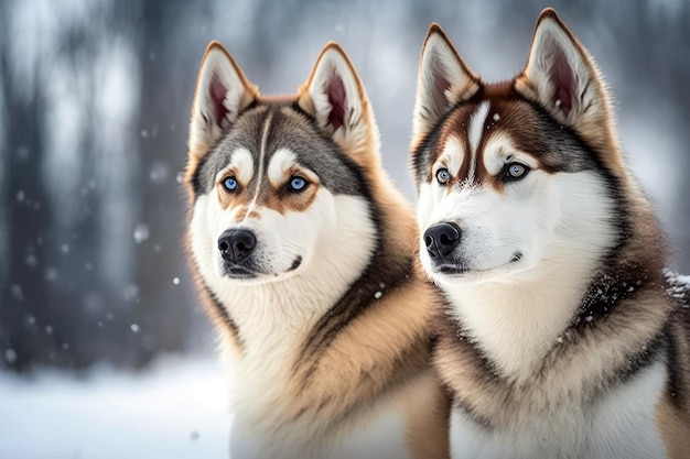 Nella foto sopra ci sono due husky della regione siberiana che si godono il tempo nevoso