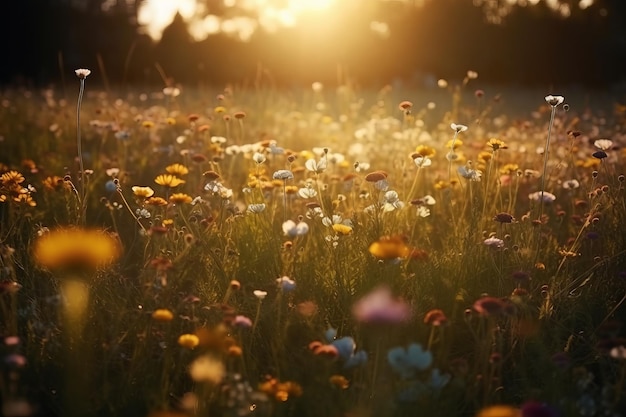 Nella mattinata di sole fioriscono vividi papaveri