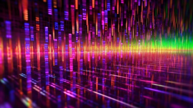 Neon Background con codice binario digitale generato da AI