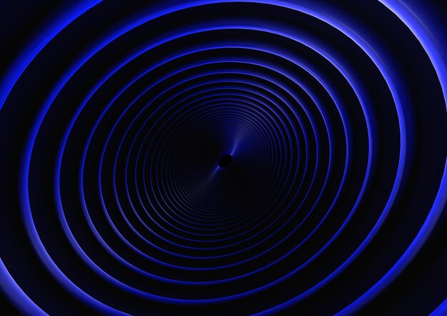 Neon blu tunnel astratto rotondo