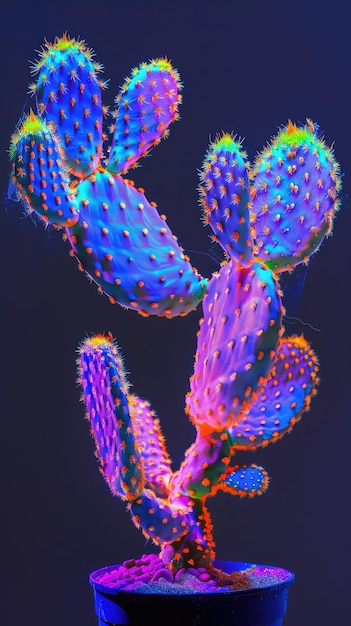 Neon Cactus Plant in Pot Vivid Colors Cactus Bloom