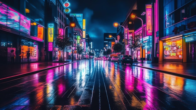 neon cyberpunk città futuro urbano metaverse notte viola strada texture sfondo