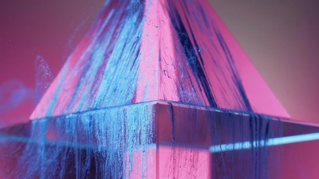Neon cyberpunk sfondo inchiostro goccia d'acqua cascata futuristica colore blu fluorescente fluido glitter