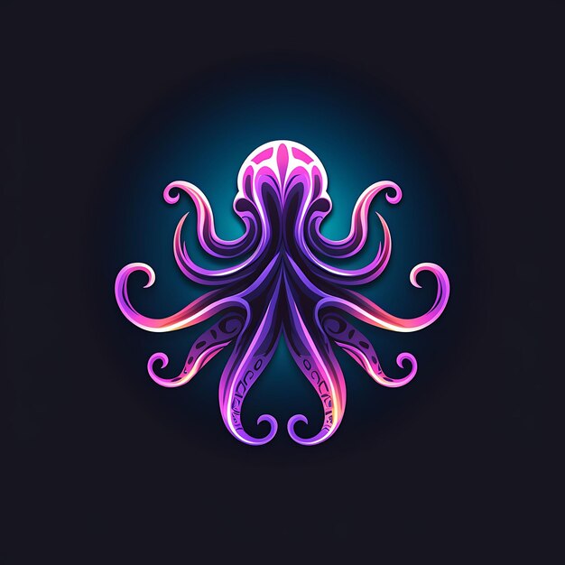 Neon Design del logo Octopus intelligente con tentacoli e acqua vorticosa S Clipart Idea Tattoo