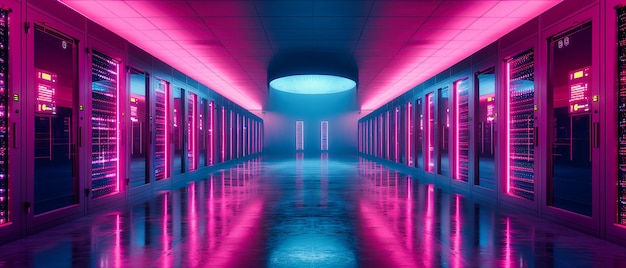 Neon Fantasy Un futuristico tunnel al neon che crea un percorso vibrante attraverso la tecnologia e l'immaginazione