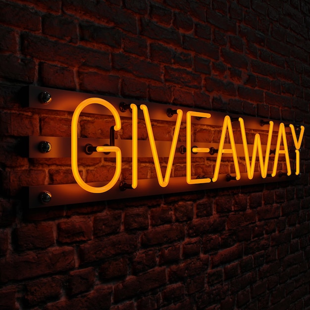 Neon Giveaway Witb Background di mattoni