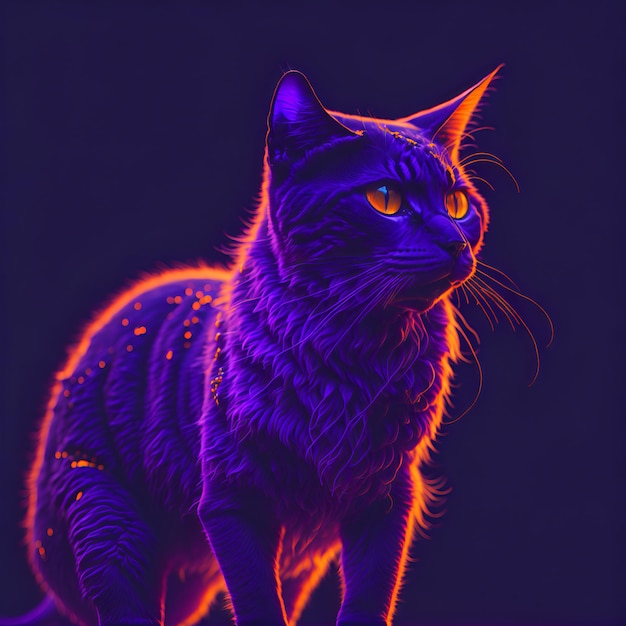 Neon ipnotizzante caos gatto dinamico