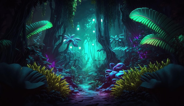 Neon_Jungle_3D_Render__ai_generated