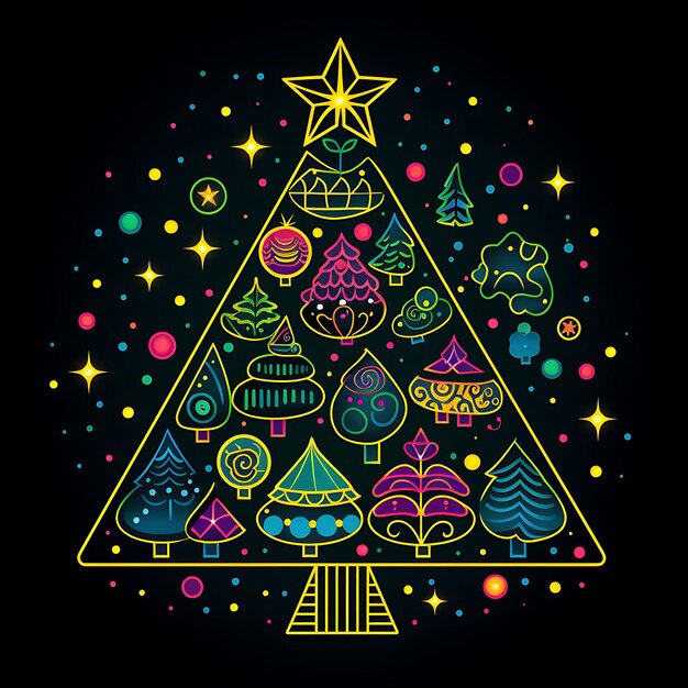 Neon Light Design Vector Shapes con Creative un albero di Natale al neon vibrante Neon Ou