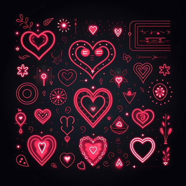 Neon Light Design Vector Shapes con Creative un Elegante Neon Heart Neon Contorno W