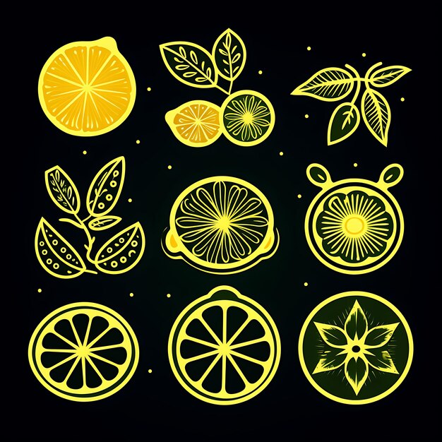 Neon Light Design Vector Shapes con Creative un fresco neon fetta di limone contorno di neon