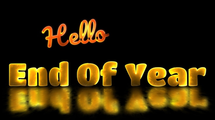 Photo neon light effect looping end of year text black background