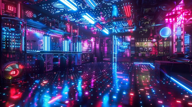 Neon Lights Dancefloor Cyberpunk Chic Techno Tunes