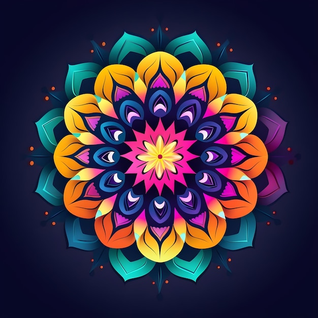 Neon Mandala Art Design con gradiente colorato