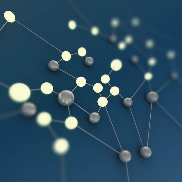 Neon network connection background 3d rendering
