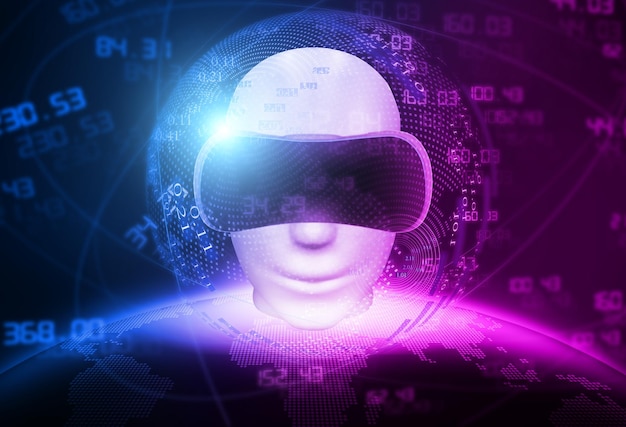 Neon realtà virtuale digitale VR intelligenza artificiale futura tecnologia metaverse concept