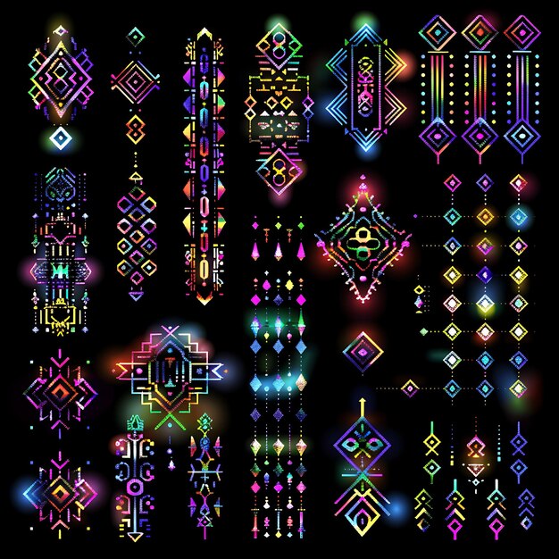 Neon Trellises e Glowing Collage Assets migliorano la tua collezione di oggetti con Pixel Art Designs