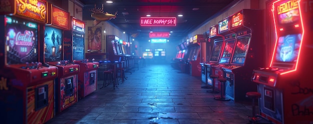 NeonLit Virtual Reality Arcade Wallpaper (paper da parati per arcade di realtà virtuale)