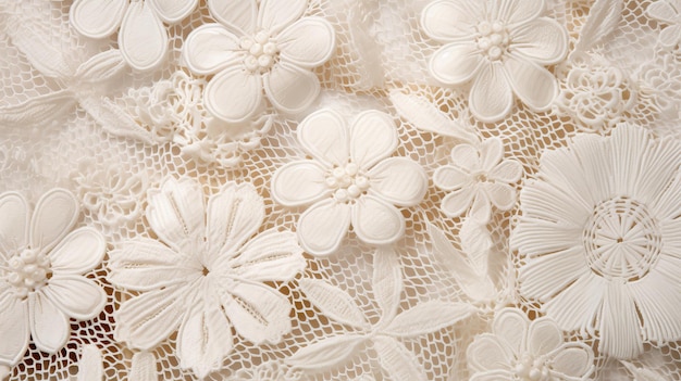 Neoplasticista Lace esplora tessuti elaborati con fiori bianchi