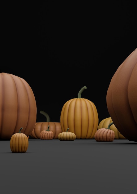 Nero 3D autunno autunno Halloween prodotto a tema display podio stand fotografia zucche