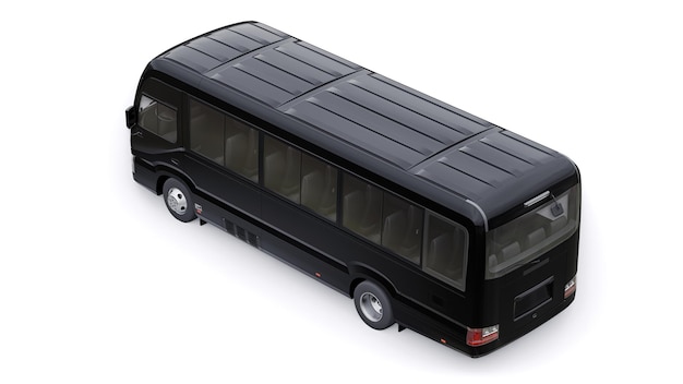 Nero Autobus di piccole dimensioni per i viaggi Auto con corpo vuoto per la progettazione e la pubblicità illustrazione 3d