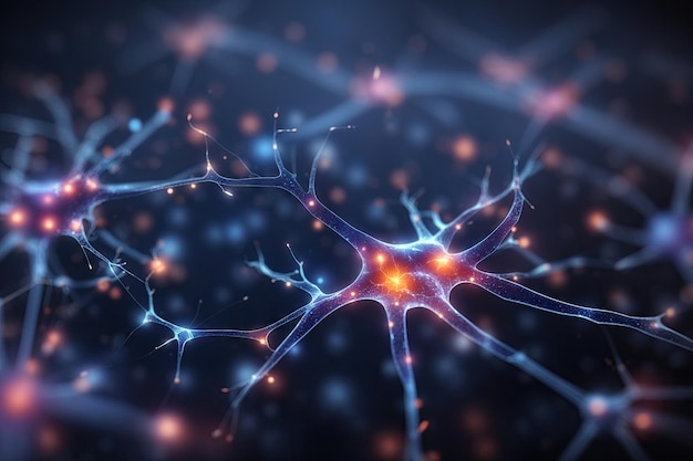 neurone attivo sullo sfondo delle cellule cerebrali