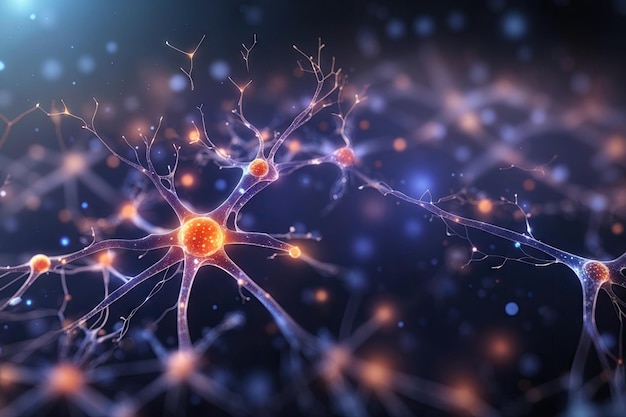 Neuroni della rete neurale sullo sfondo della connessione cerebrale