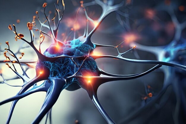 Neuroni interconnessi Cervelli umani neuronali Rappresentazione dettagliata delle reti neurali interconnesse