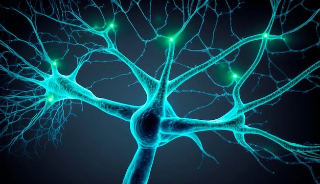 Neuroni nel cervello con effetto focus IA generativa