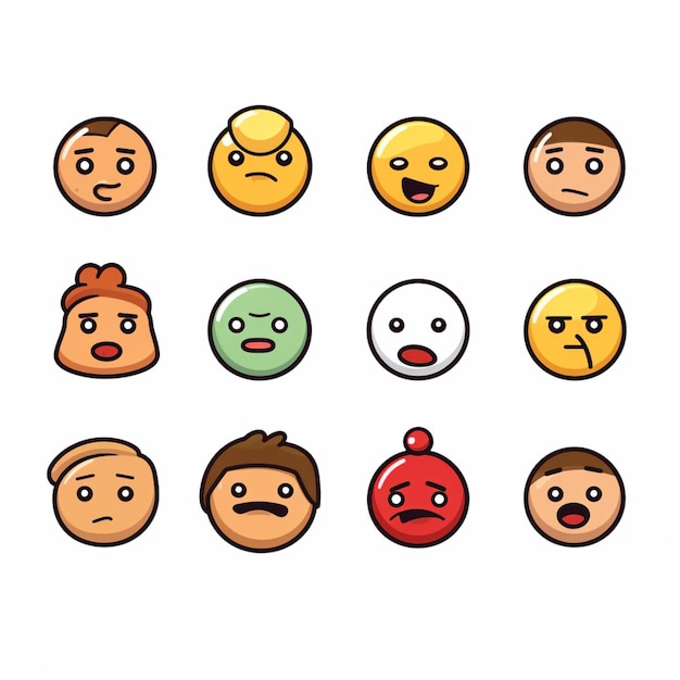 Neutral Faces Emojis illustrazione vettoriale di cartoni animati 2d